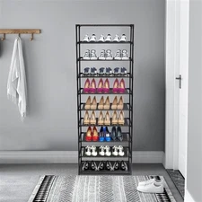 10 Tier Stackable Shoe Rack Storage Shelves - Stainless Steel Frame Holds 50 Pai