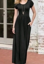 Matilda Jane Womens Black Night Owl Dress with Pockets Size XS Maxi New