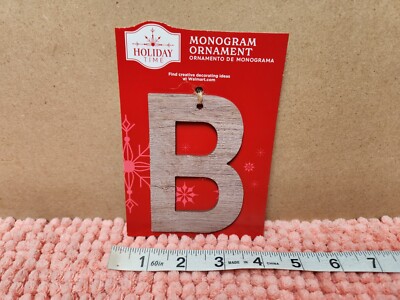 Holiday Time Christmas Ornament Monogram Letter Ornament ''B'' Faux Wood 4'' NEW