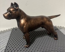 Rare Solid Pewter American Pit Bull Terrier Statue - Heavy 1.45kg - Marked ZS