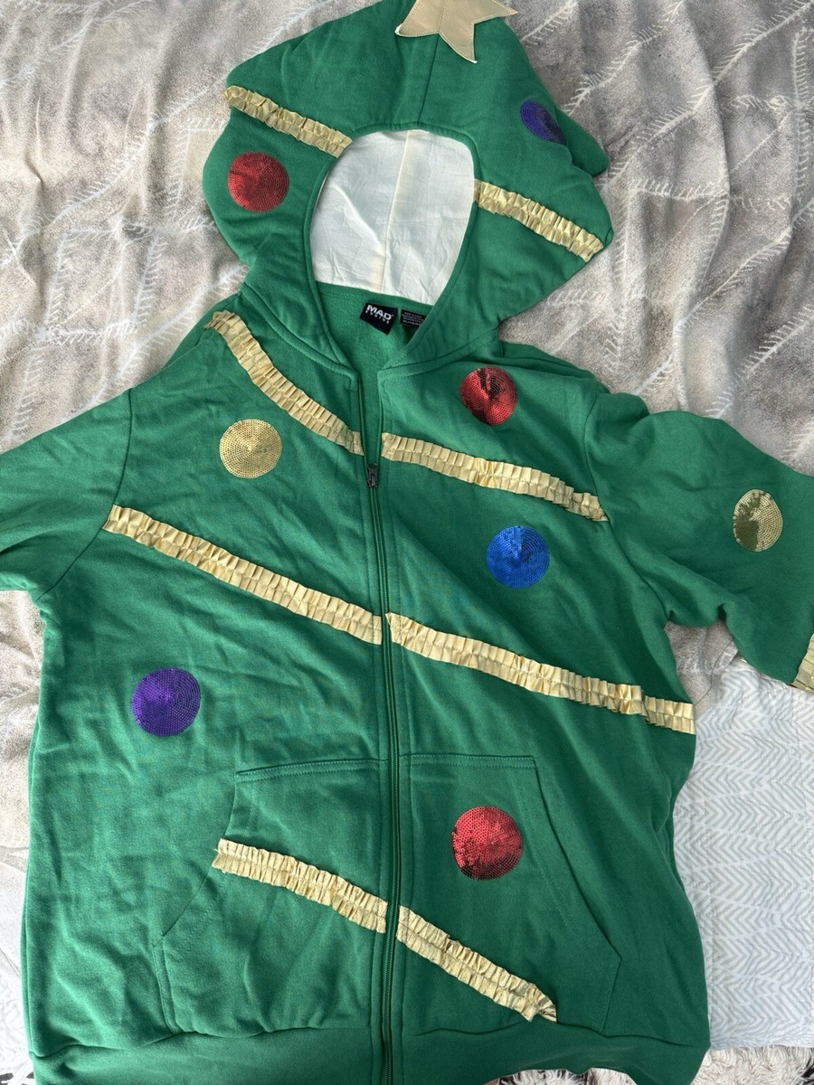 Mad Engine Green Christmas Tree Hoodie Sweatshirt XLarge