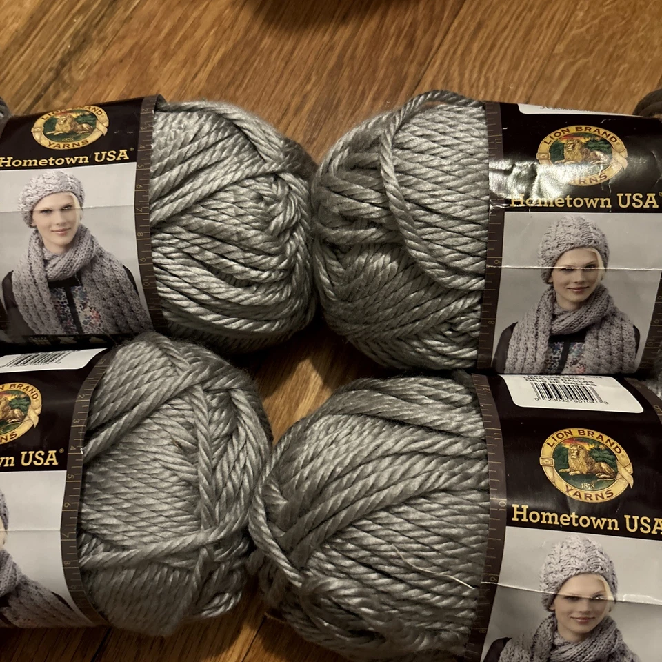 Lote De 4 Hilos Marca León Ciudad Natal EE. UU. Dallas Gris 5 OZ Madejas Super Voluminosas 6 Foto 2 de 4