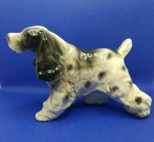 1960's Artline Black & White Spaniel Dog Porcelain Figurine Japan 5.5" Vintage