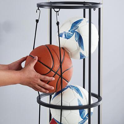 Rastrelliera Porta Palloni 5 Livelli - Per Basket, Calcio, Pallavolo, Design Verticale, Ghisa Resistente - Foto 3