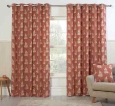 Image of Asher Fern Leaf Design Eyelet Header Lined Curtains - 3 Colours