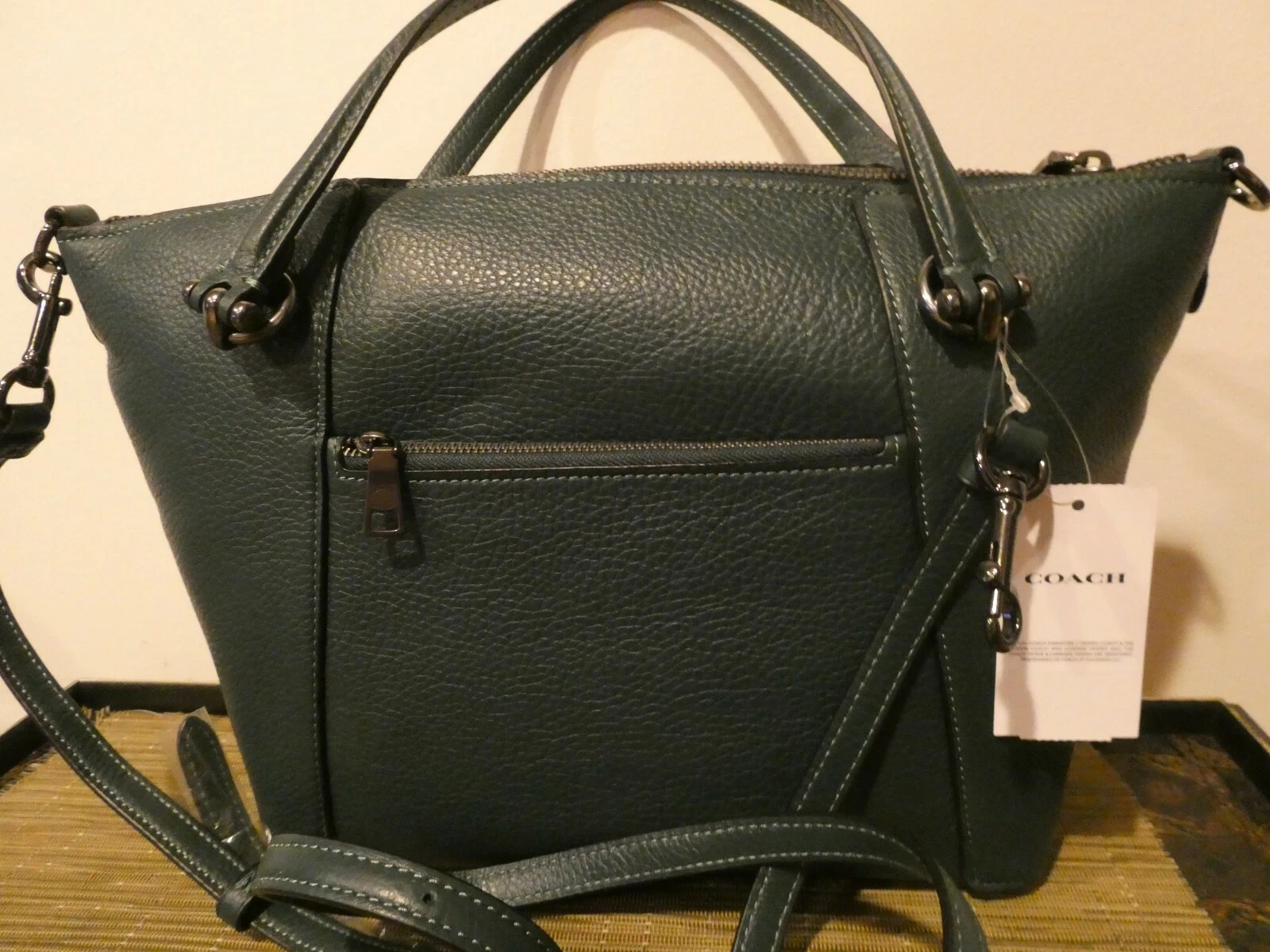COACH Kacey Borsa a tracolla donna in raffinata pelle di ciottoli foresta C6229