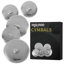 Low Volume Cymbal Pack,60%-70% 14/16/18/20” Quiet Cymbals Set of 5 pcs for Pract