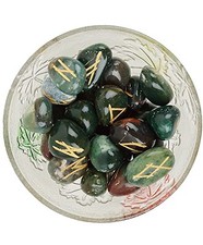 Grüner Jade Runen-Set Natürlicher Heilstein Spirituelles Tumble Edelstein 25Pcs