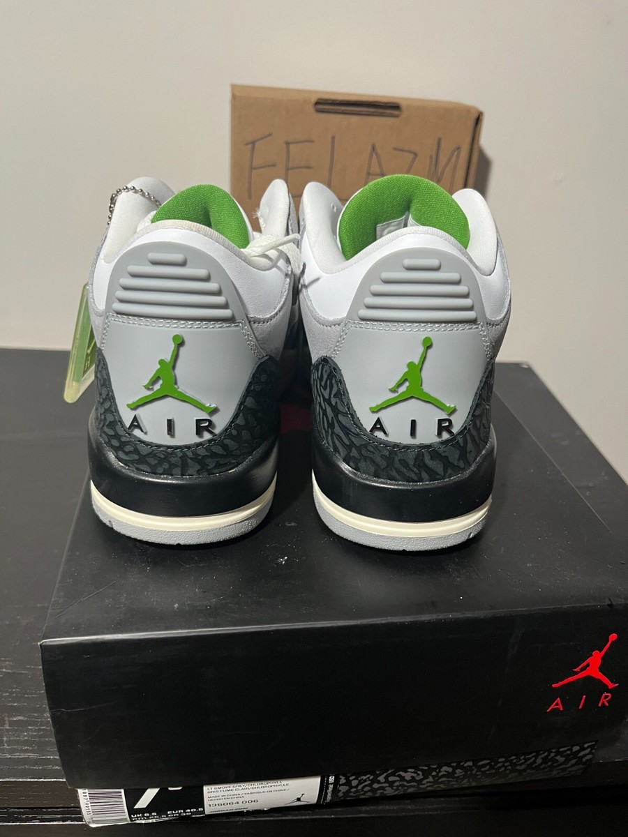 Brand New Nike Air Jordan 3 Retro Chlorophyll Grey 136064-006