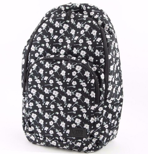 vans black and white flower backpack