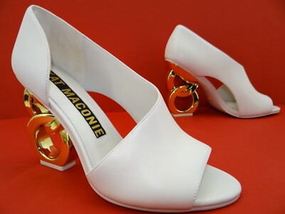 Kat Maconie High-Heel Peeptoe Sandalette Pumps Damen Schuhe Leder Gr.41 Weiß