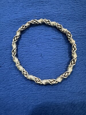 Vintage Handcrafted Sterling Silver 925 Twisted Bangle Bracelet