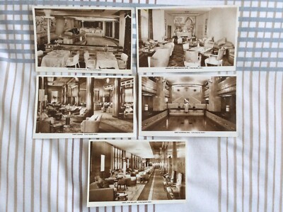 5 Echt Foto Postkarten der RMS Queen Mary Innenhütte & Schwimmbad