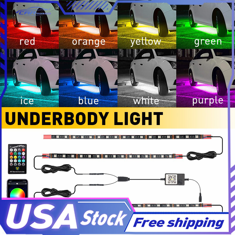 NEW RGB LED Under Strip Tube Car Underglow System Underbody Neon Light Kit