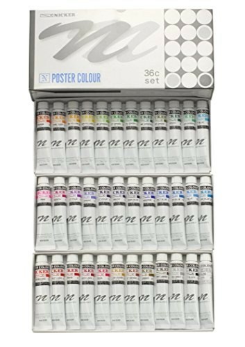 Nicker Paint Poster Colour 36 Colours Set 20ml Tube Made in Japan New Ghibli - Afbeelding 1 van 5