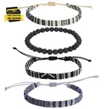 4Pcs Beach Bracelet Set for Men and Women, Surfer Men Bracelet, Braided Boho Sum