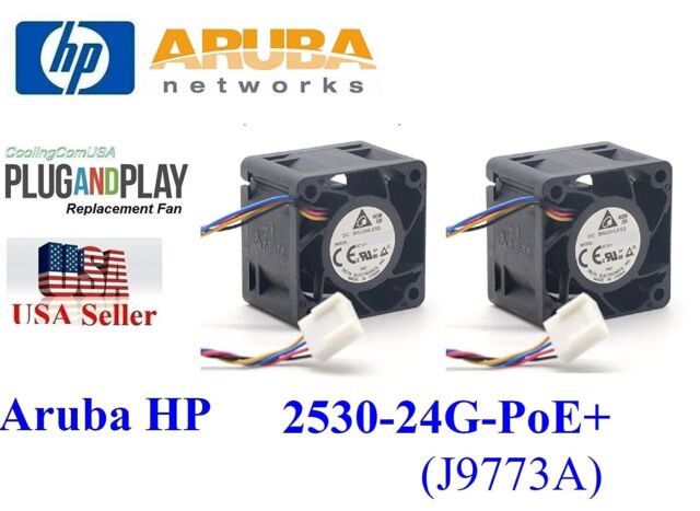 Pack of 2x QUIET replacement fans for Aruba HP 2530-24G-PoE+ (J9773A) Switches