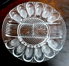 🎇Vintage Clear Depression Glass Deviled Egg Plate Elegant Serving Tray -11'' RD