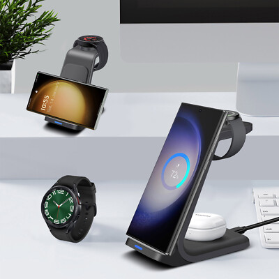 DE 15W 3in1 Wirless Ladestation Charger Für Samsung Galaxy Watch 8/Ultra S25 S24