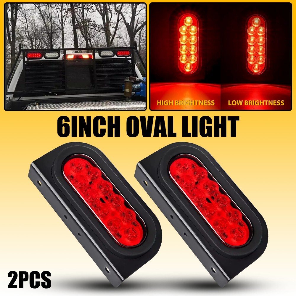 Red 6-Inch 10 LED Oval Reverse Backup Tail Truck Trailer Light Kit Set of 2 for Enhanced Safety and Visibility