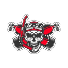 Skull Diver Down Sticker Car Vehicle Window Bumper Decal Tank Cup Scuba Dive H20