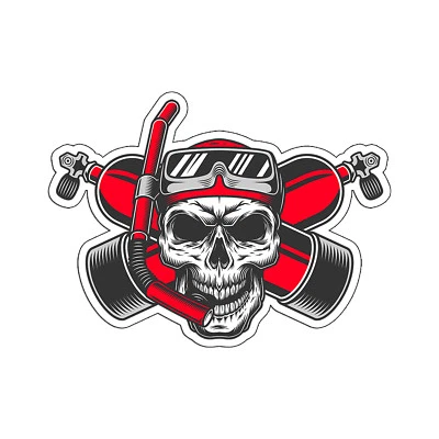 Skull Diver Down Sticker Car Vehicle Window Bumper Decal Tank Cup Scuba Dive H20