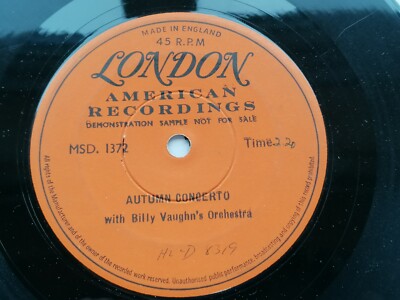 BILLY VAUGHN'S ORCHESTRA   UK ONE SIDED LONDON DEMO  AUTUMN CONCERTO