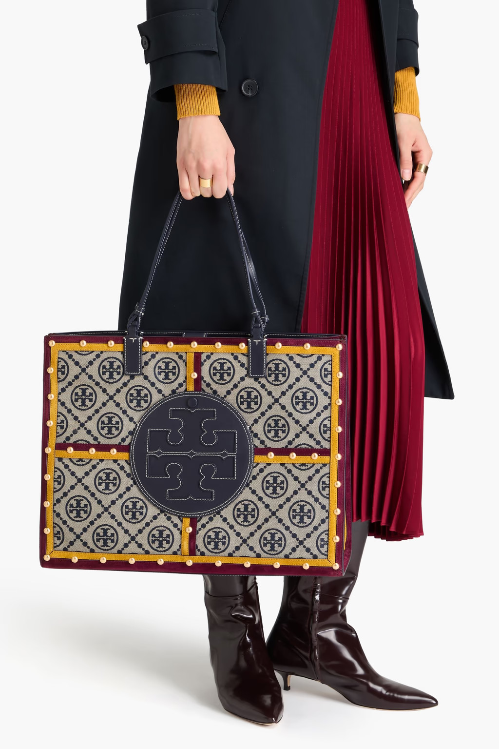 TORY BURCH Ella Jacquard leather Tote Bag RRP $1743 100percent Authentic Guaranteed image 2