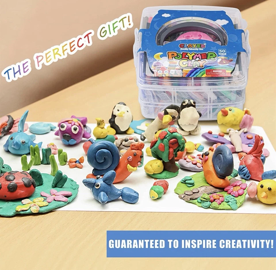 50 Colors Polymer Clay Kit Oven Bake Clay Model Clay Non-Sticky Non-Toxic DIY - Image 3 of 4