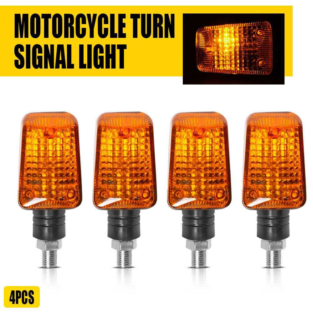 4pcs Amber Motorcycle LED Turn Signals Lights Yellow Waterproof M10 Super Bright