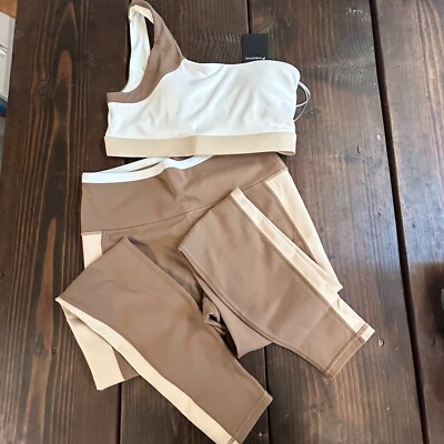 Fabletics Brown/beige/white leggings Medium