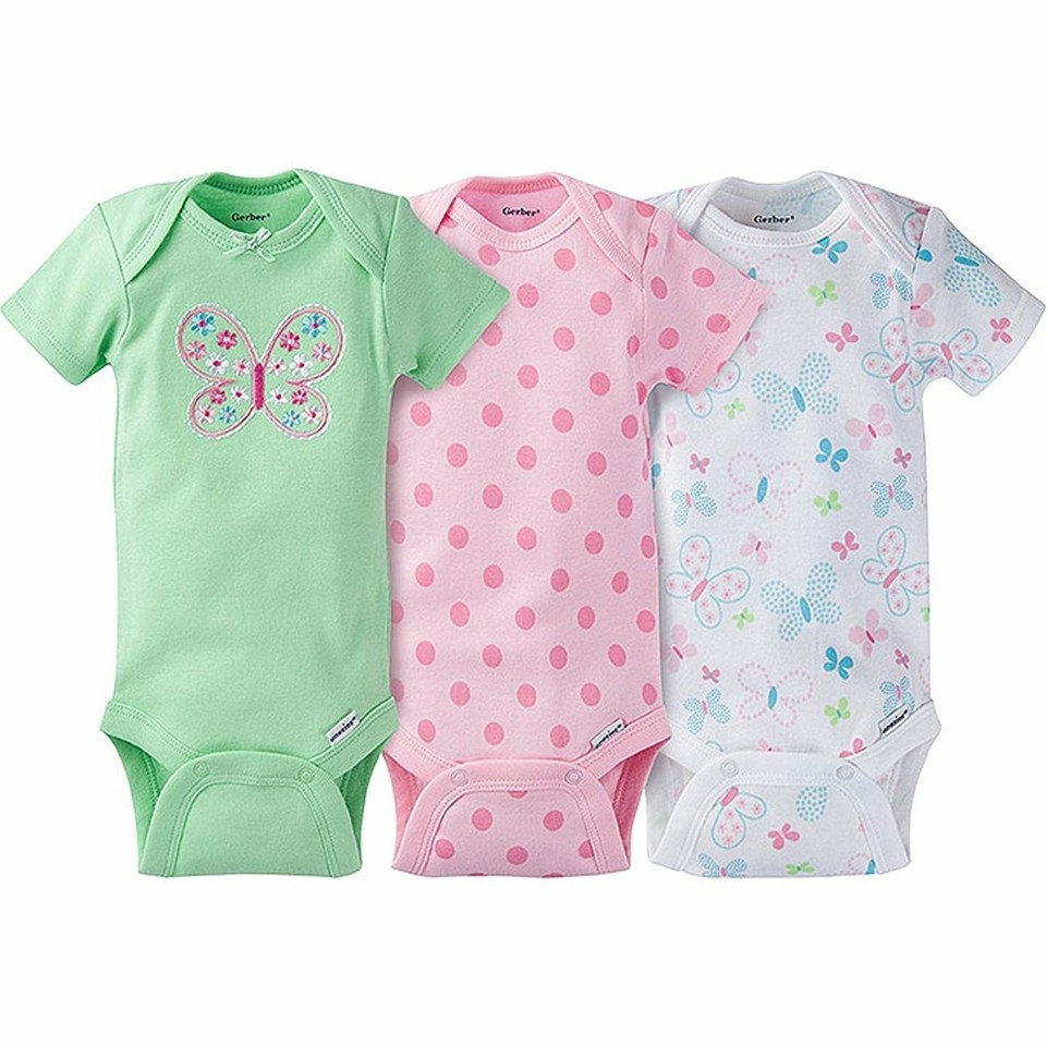 Gerber 3pc Baby Girl Love and Hugs Bodysuit Set main image 1