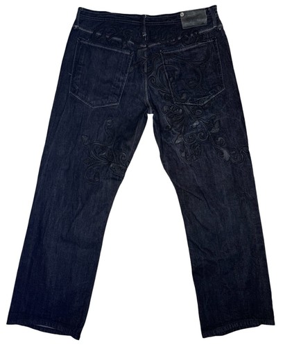 Artful Dodger Bruiser schwarze Herrenjeans mit Blumenstickerei Reißverschluss Größe 38 x 32 - Bild 6 von 13