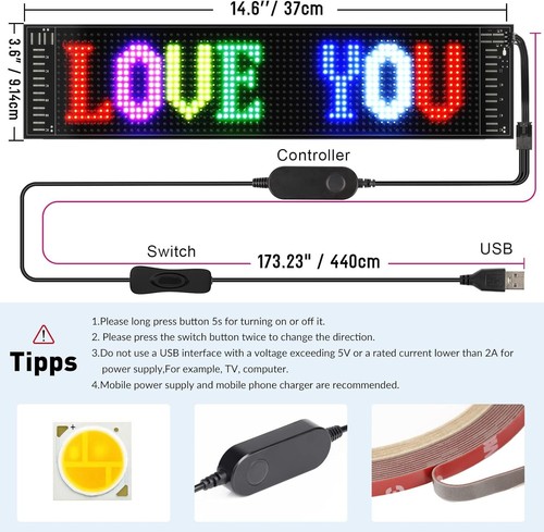 Portable 15''x4'' LED Display - Waterproof, Programmable for Bars and Hotels - Picture 8 of 10