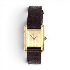 VINTAGE MUST DE CARTIER ARGENT PLAQUE TANK WRISTWATCH STERLING SILVER GOLD TONE