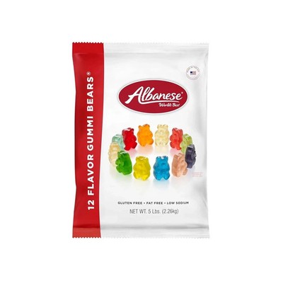 Albanese World's Best 12 Flavor Gummi Bears 5 Pound Bag Bulk Gummy Candy NEW