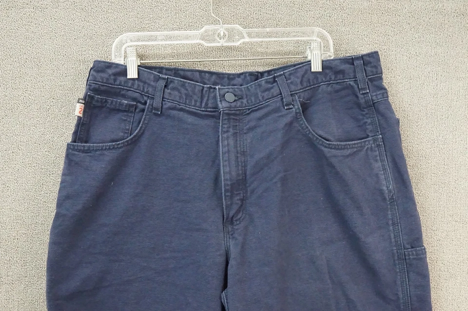 Carhartt FRB159-DNY Flame Resistant Midweight Canvas Work Pants Men's 38x30 Blue - Image 3 of 4