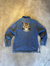 Vintage 80s Orange Tab Jean Jacket Embroidered Tiger Size s Men’s Made In USA