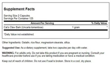 Swanson Cat's Claw 500 mg 250 Capsules