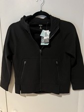 NWT DSG Girls Sport Fleece Top Hoodie Black Sweatshirt Size Small Soft Full Zip