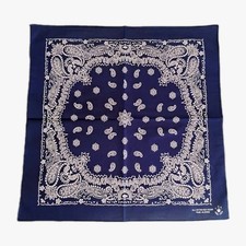 Navy Blue Paisley Bandana 100 Cotton 25x25 Japan   Nostalgic Rare Scarf NEW