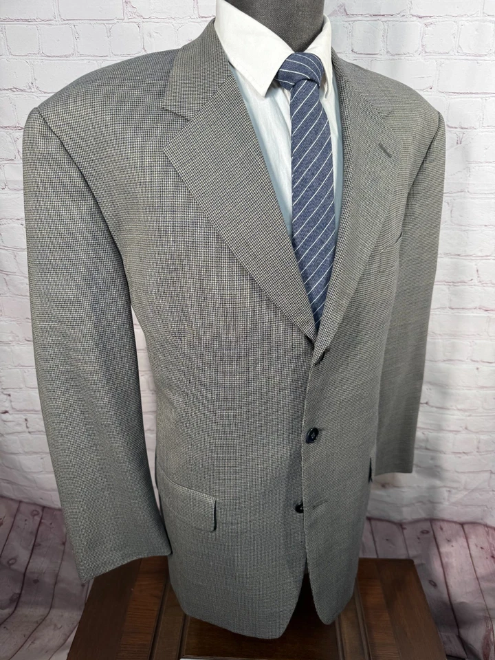 ALFANI Hombres Beige Calce Clásico 3 Botones Lana Traje Abrigo Deportivo Blazer Chaqueta 44R Foto 3 de 4