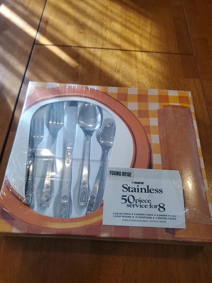 Vintage Imperial International Rosemere Aço Inoxidável 50 peças serviço para 8 (Novo) - Imagem 2 de 4