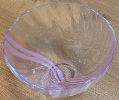Schale Glas Caithness klar rosa Wirbel Obstschale Aufsteller Ornament