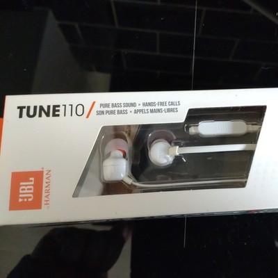JBL Harman Tune 110 In-Ear Kopfhörer Kabelgebunden Weiß Brandneu Versiegelt