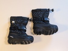Sorel Kids Flurry Winter Snow Boots Black Polka Dot Size 8 Toddler EUC