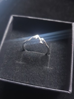 925 Sterling Silber Berg Ring Größe N minimalistisches Landschaftsdesign