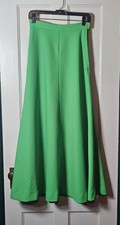 VTG 70s Green Maxi Skirt Woman s Size Double-Knit Polyester Boho Peasant Garden
