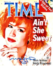 Molly Ringwald signed 8x10 Metallic Photo Time Magazine Cover Pretty in Pink JSA