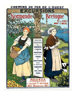 Vintage-Reiseplakat Wandkunst Ausflug in die Normandie und Bretagne Co